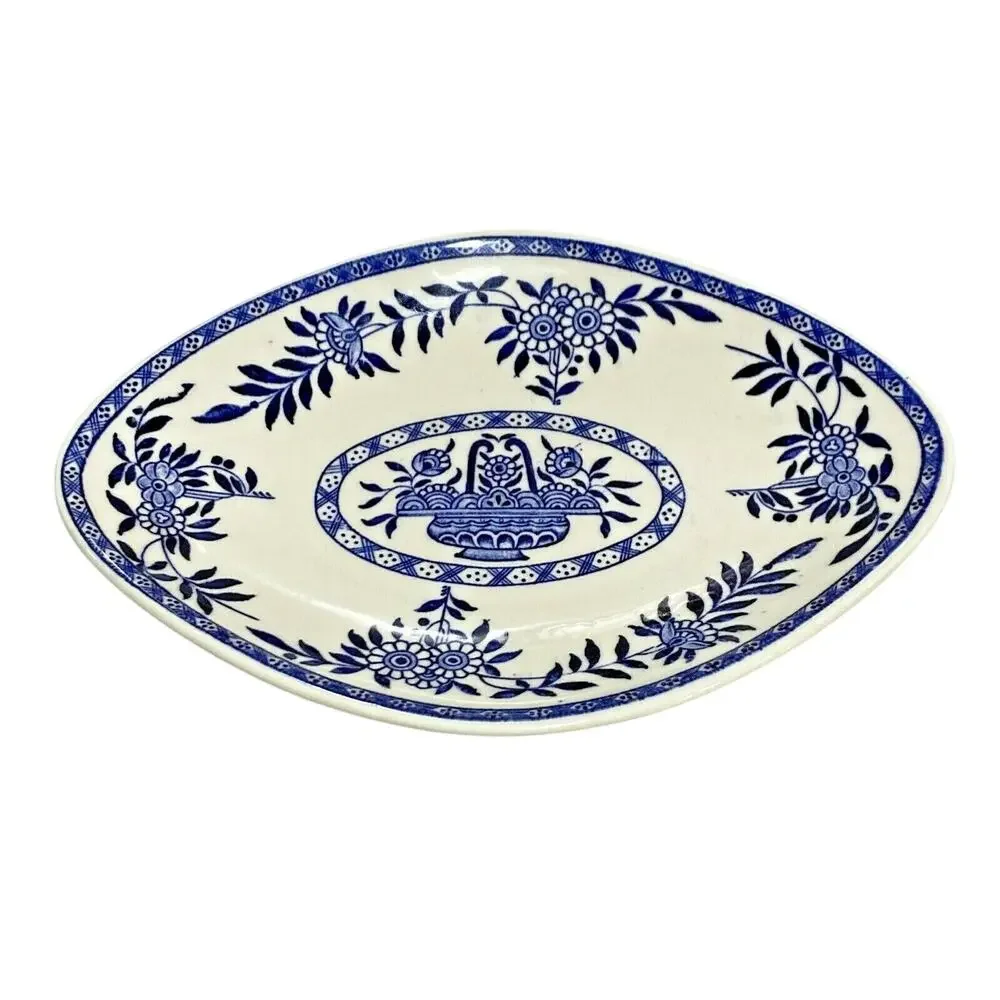 Sterling China USA Restaurant Ware STR42 shallow footed bowls (4) blue basket